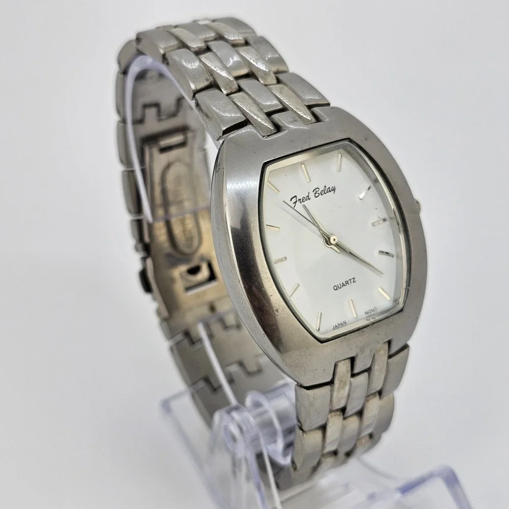 Fred Belay Men's Watch 37MM White Dial Gray Bracelet Band 7.5
